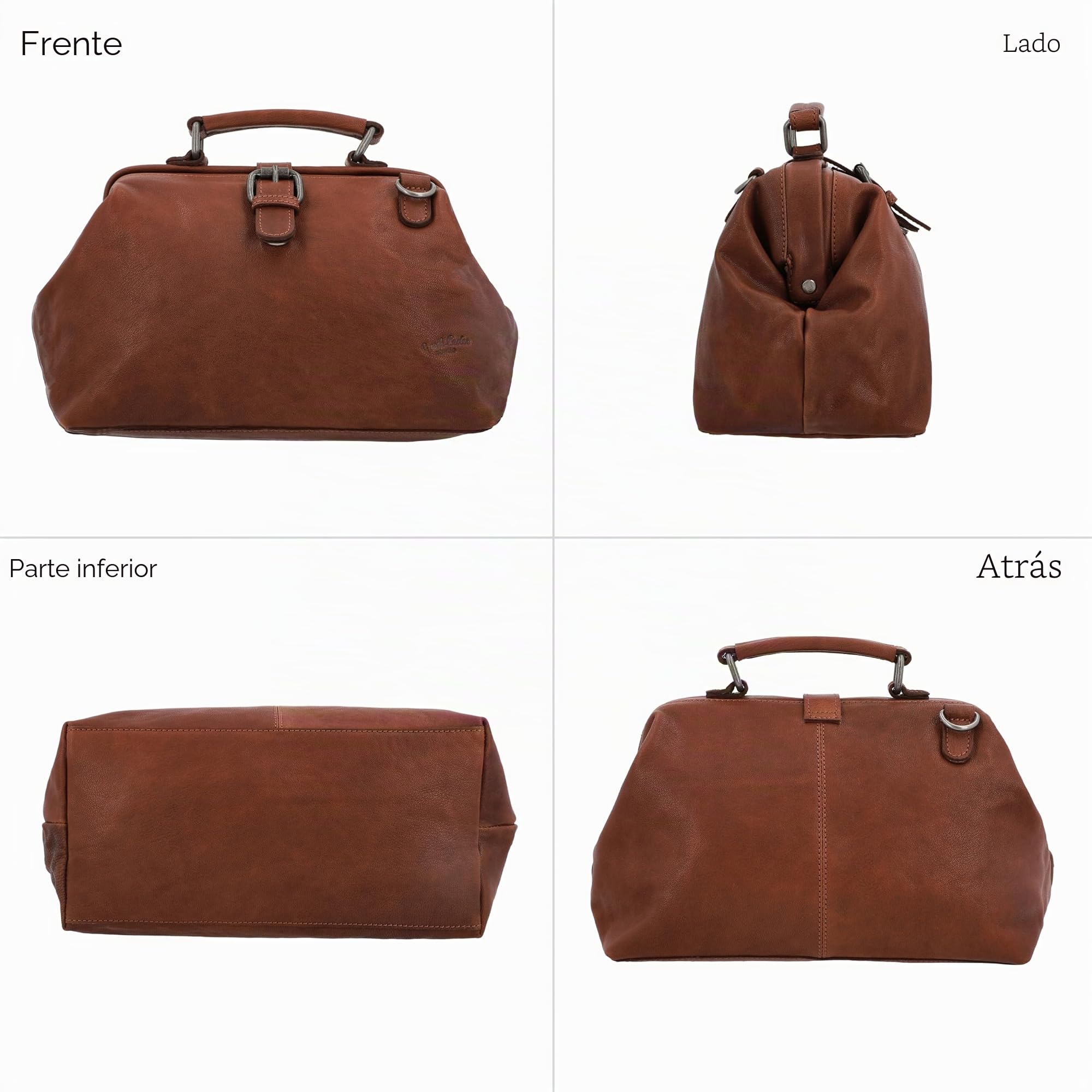 Gusti Bandolera de Cuero - Lillith vintage Bolso de mano Maletin Bolso médico Cuero marrón oscuro