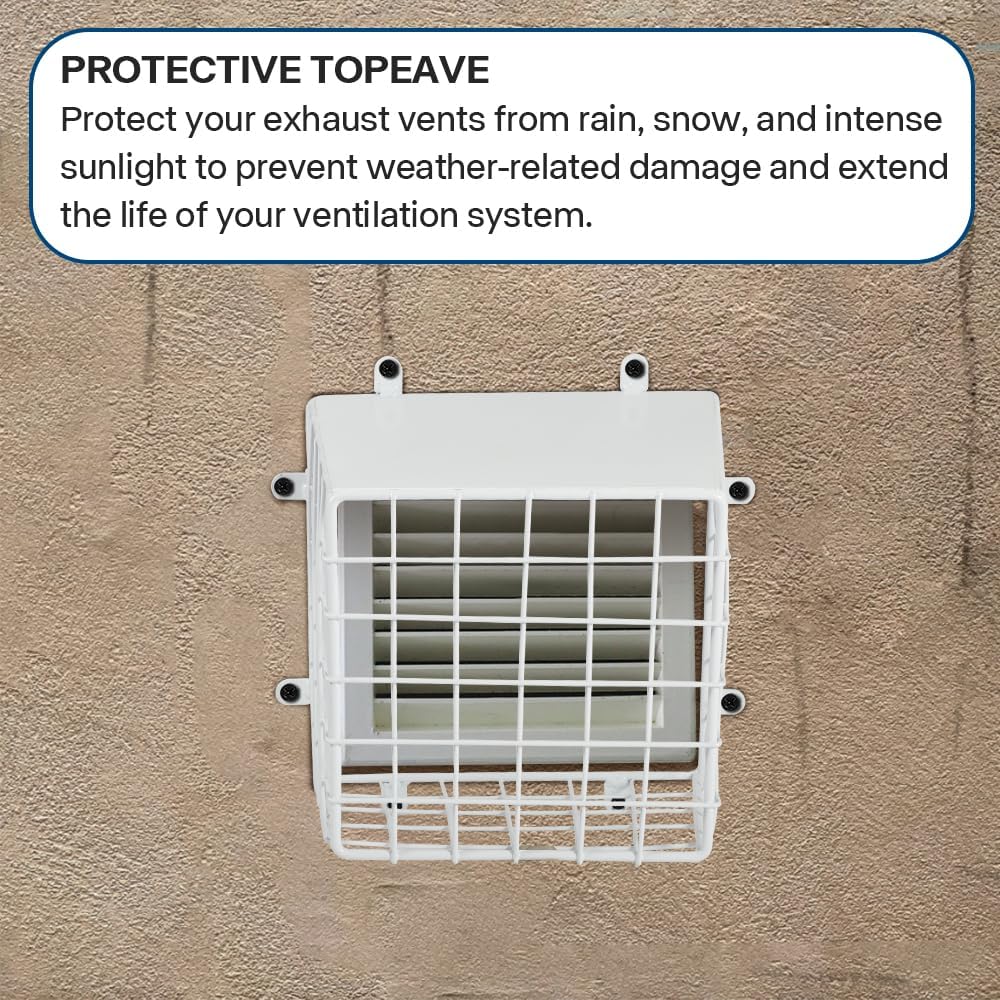 Picowe Dryer Vent Cover Outside, Outdoor Vent Cover Guard, Bird Proof Screen for 3-4 Inch Dryer Vent, Kitchen and Bathroom Exhaust Vents (White)