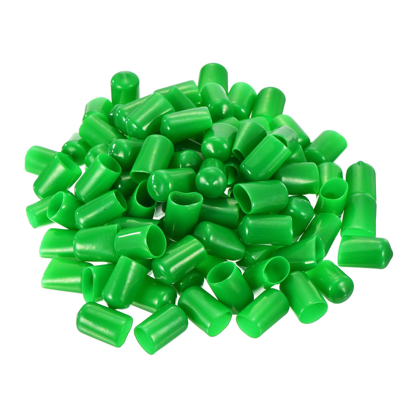 uxcell 100pcs Rubber End Caps 12mm ID Vinyl Cap Cover Screw Protectors Green