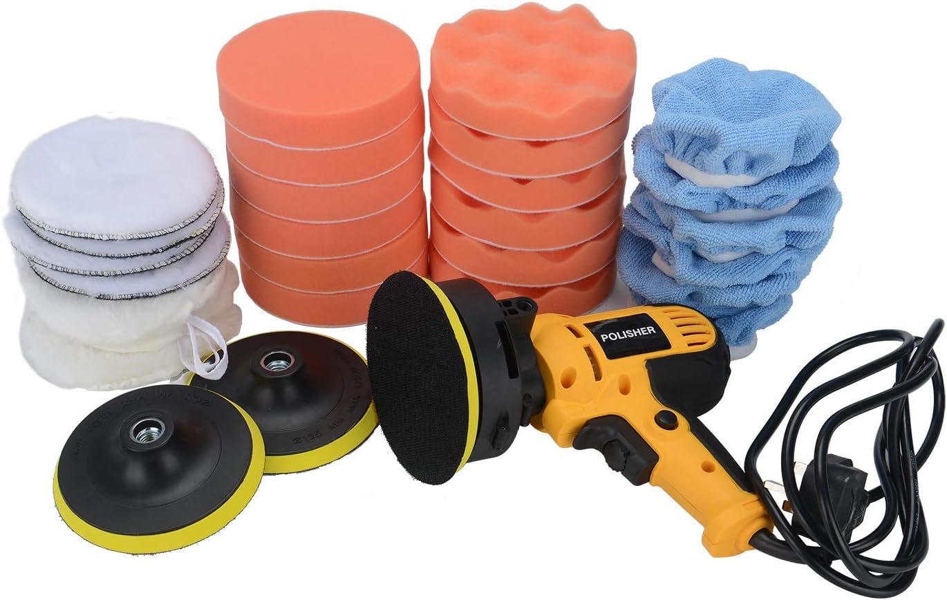 Trintion 30Pcs 125mm Polishing Pads Kits for Drill Wool Buffing Pads for Car Polishing Waxing and Sealing Glaze Car Buffers and Polishers Compound Sponge Drill Kit