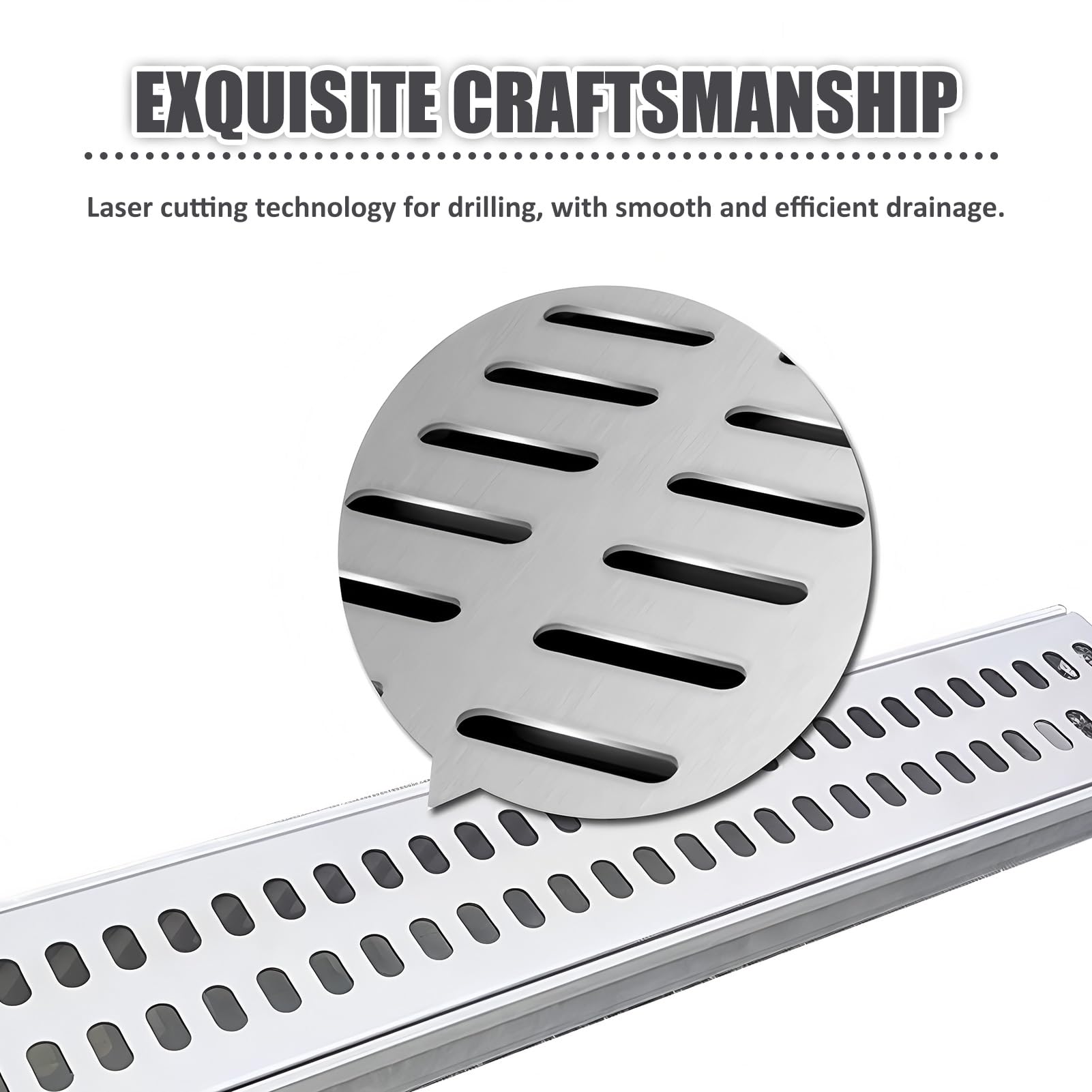 Grille de canalisation d'évacuation des eaux pluvi Grille de caniveau en Acier Inoxydable 100 x (10-25) 2 cm(Style2,100x10x2cm)