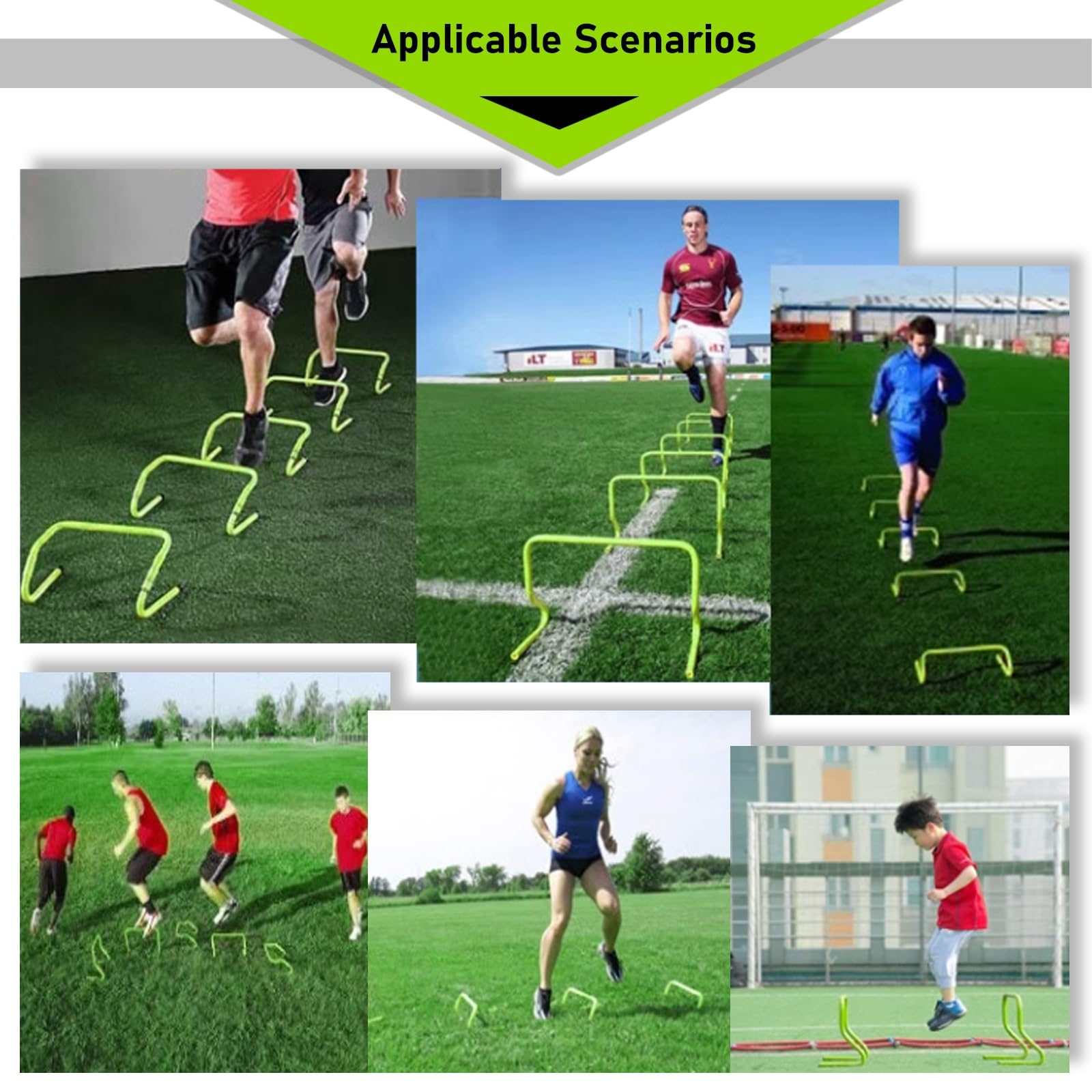 Vallas Entrenamiento Equipo portátil de salto con vallas con asa de transporte, juego de vallas de entrenamiento de velocidad ajustable de 5 10 15 20, vallas flexibles multifuncionales para(15pcs)