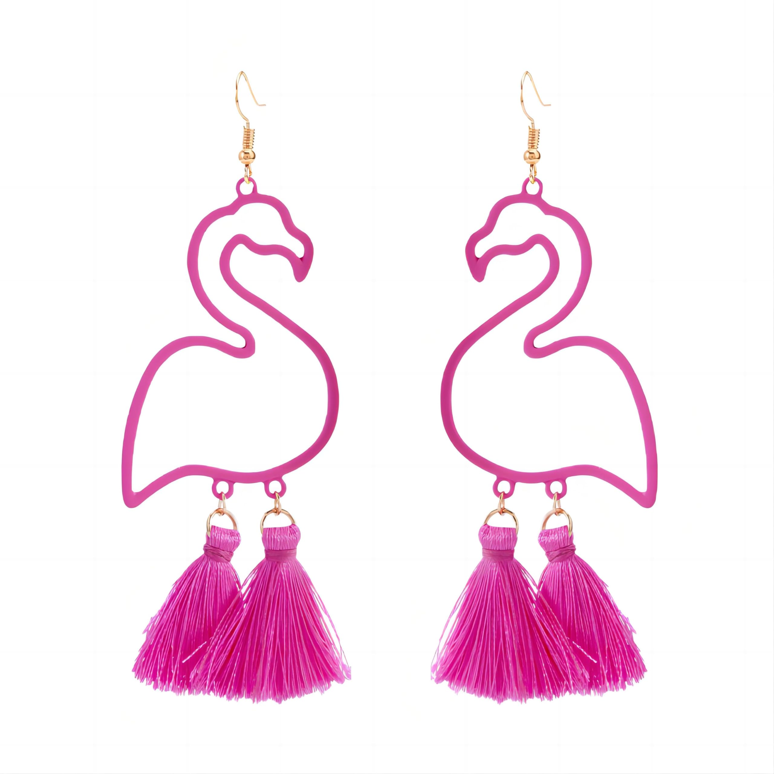 PUBBCIA Pink Flamingo Earrings For Women Lightweight Acrylic Animal Dangle Drop Earrings Lightweight Glitter Flamingo Earrings For Valentine's Day Gifts Bff Daughter Her Birthday