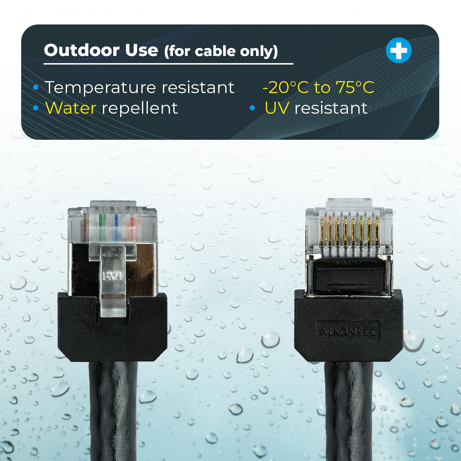 AIXONTEC 5 x 0,5 m Outdoor kurzer RJ45 Stecker Netzwerkkabel Cat.7 S FTP Rohkabel Schwarz HIGH SCREEN FLEX Ethernet LAN Patchkabel 10 Gigabit Außenbereich Industrie Kabel UV-Beständig