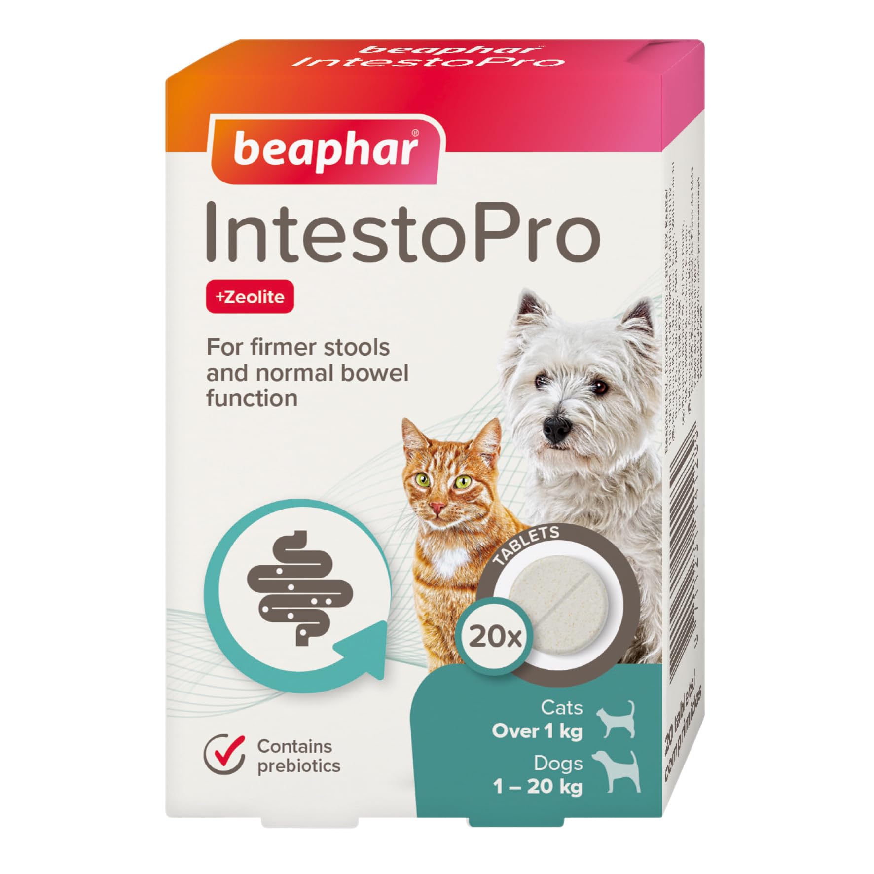 Beaphar Intestopro Anti Diarrhea Tablet for Small Dogs and Cats 20 TABLETS
