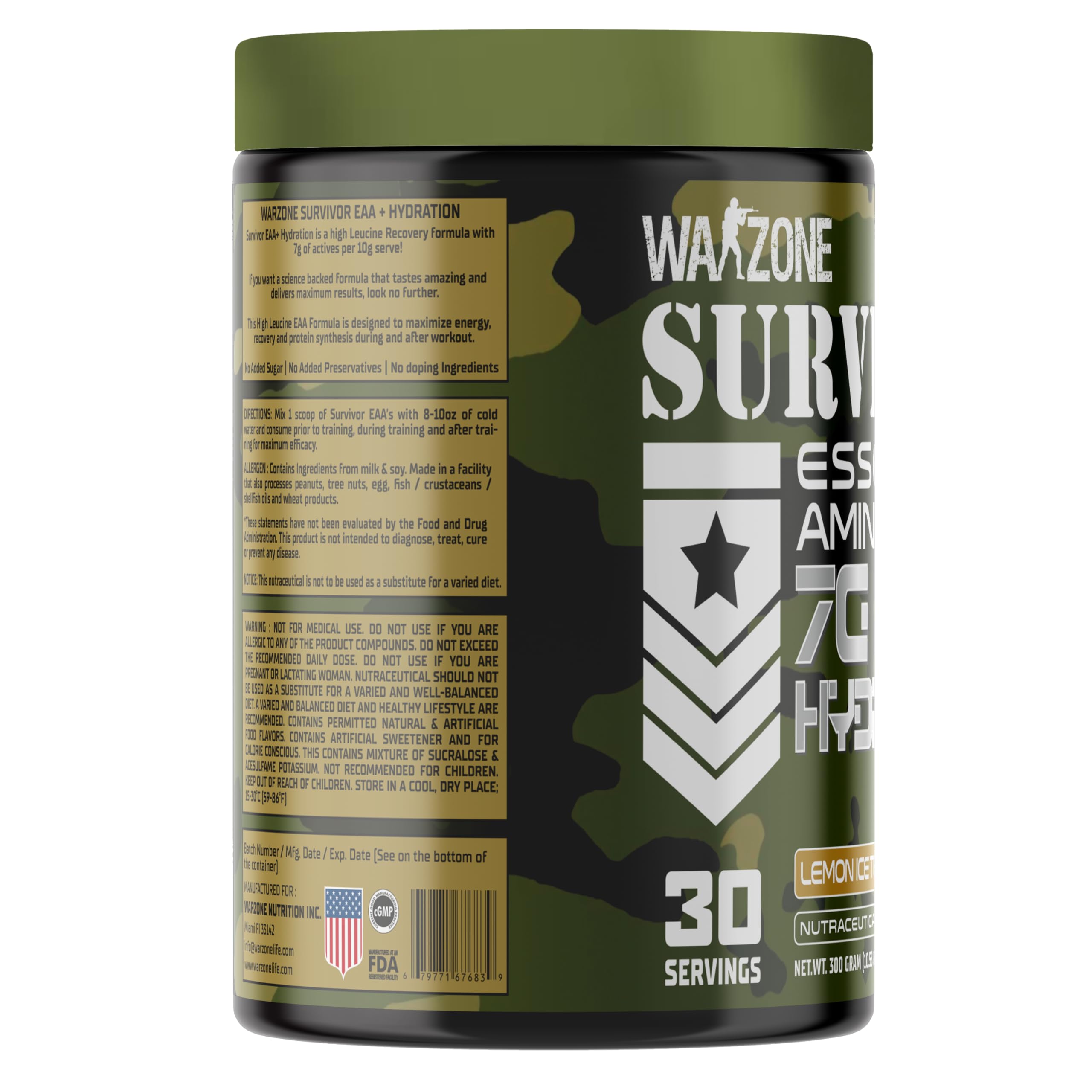 Warzone Survivor EAAs - Essential Amino Acids Supplement | 9 Amino Acids for Muscle Building, Strength & Recovery | Intra/Post Workout | 30 Servings | Lemon Ice Tea Flavor — Amazon image 2