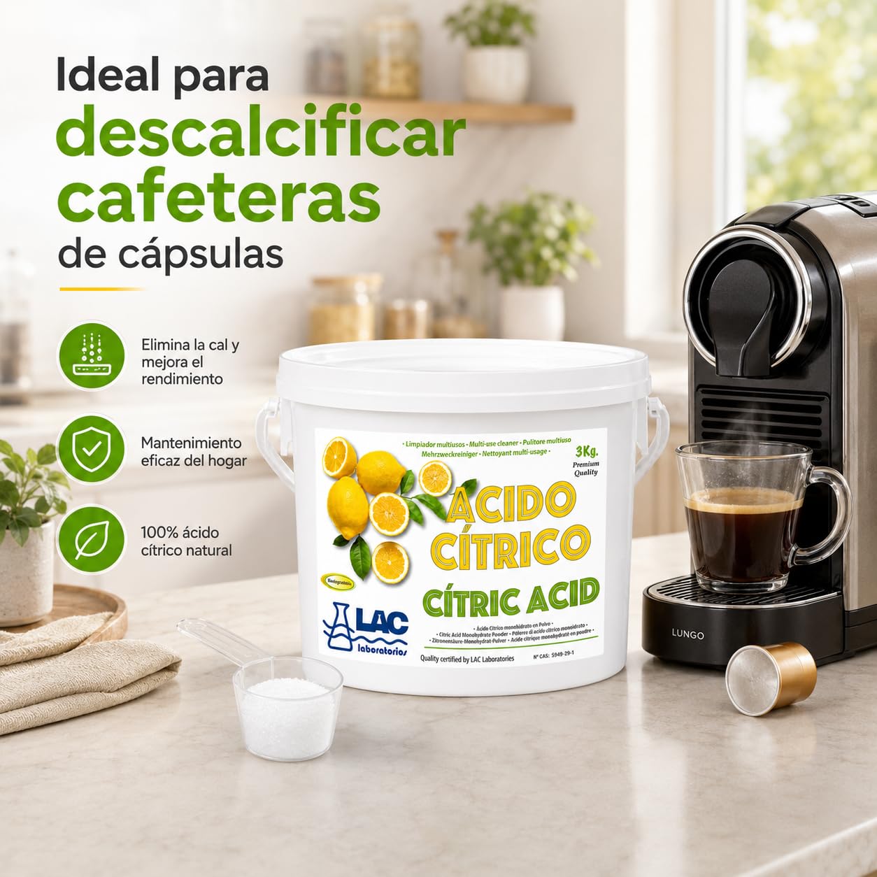 Ácido Cítrico Anhidro Natural 100% Puro 3 kg Laboratorios LAC - DIASA