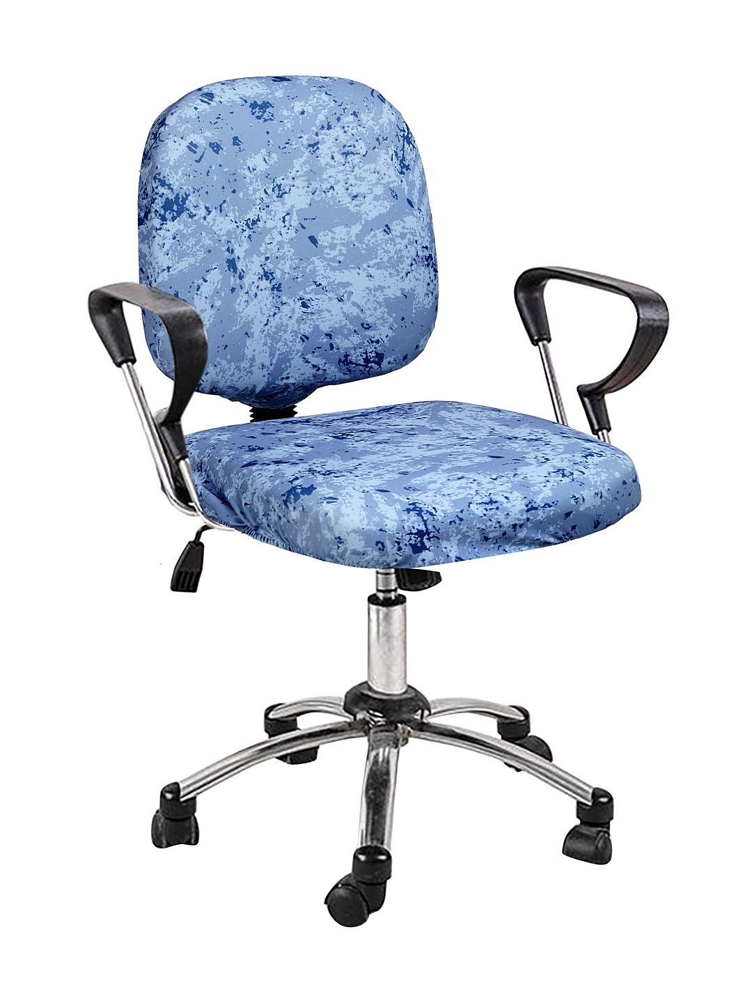 Cortina Polyester Solid Stretchable Elastic Removable Office Computer Rotating Chair Seat Cover Without Headrest (1, Blue), (NEW-CPCC-011-SO1)