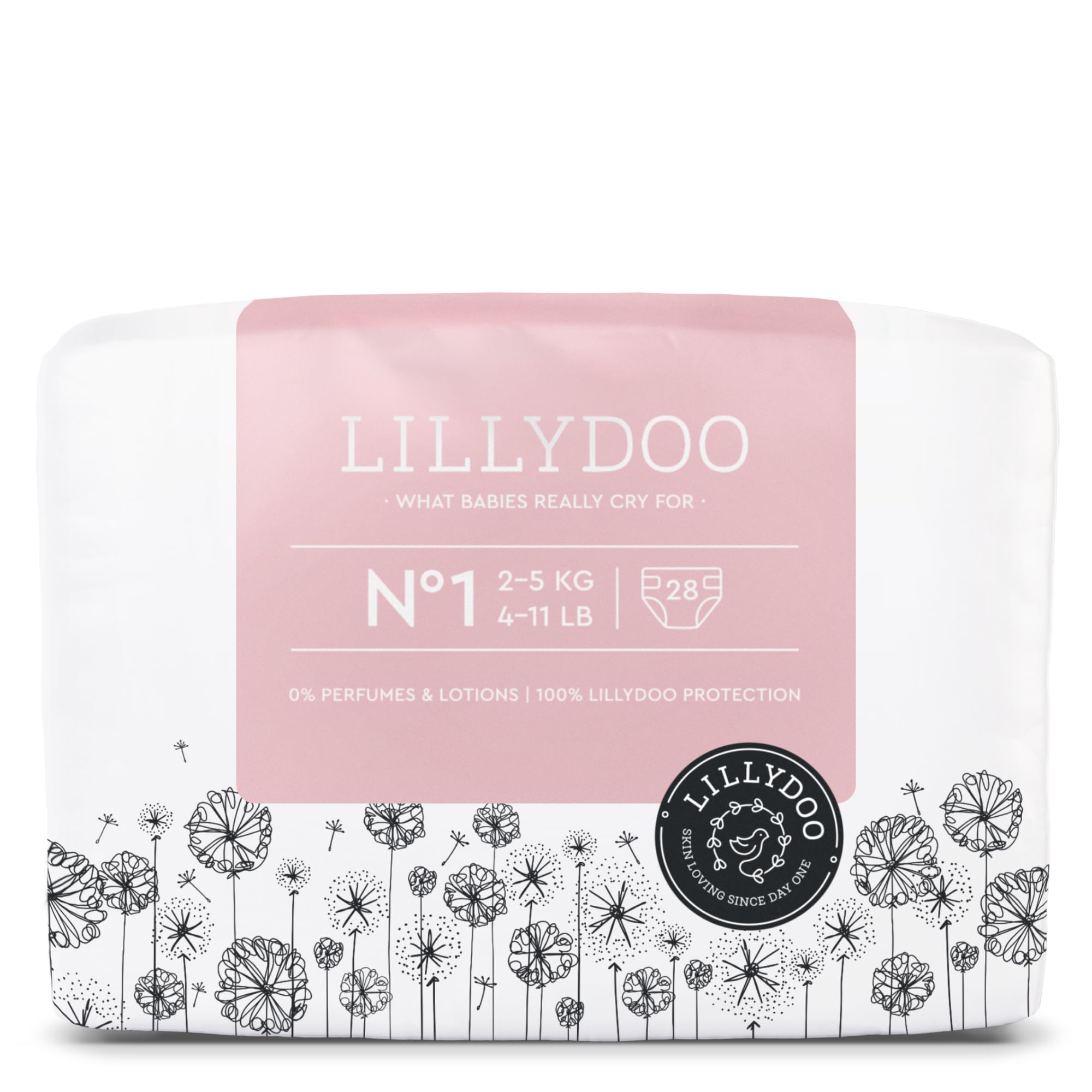 Pannolini LILLYDOO ipoallergenici, taglia 1 (2-5 kg), 28 unità