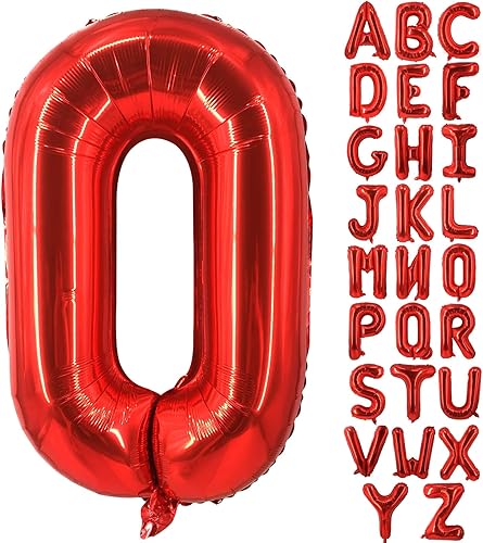 Lovoir Globos grandes de 40 pulgadas con la letra O roja de gran tamaño, globo de helio de aluminio de Mylar para fiesta de cumpleaños, decoración