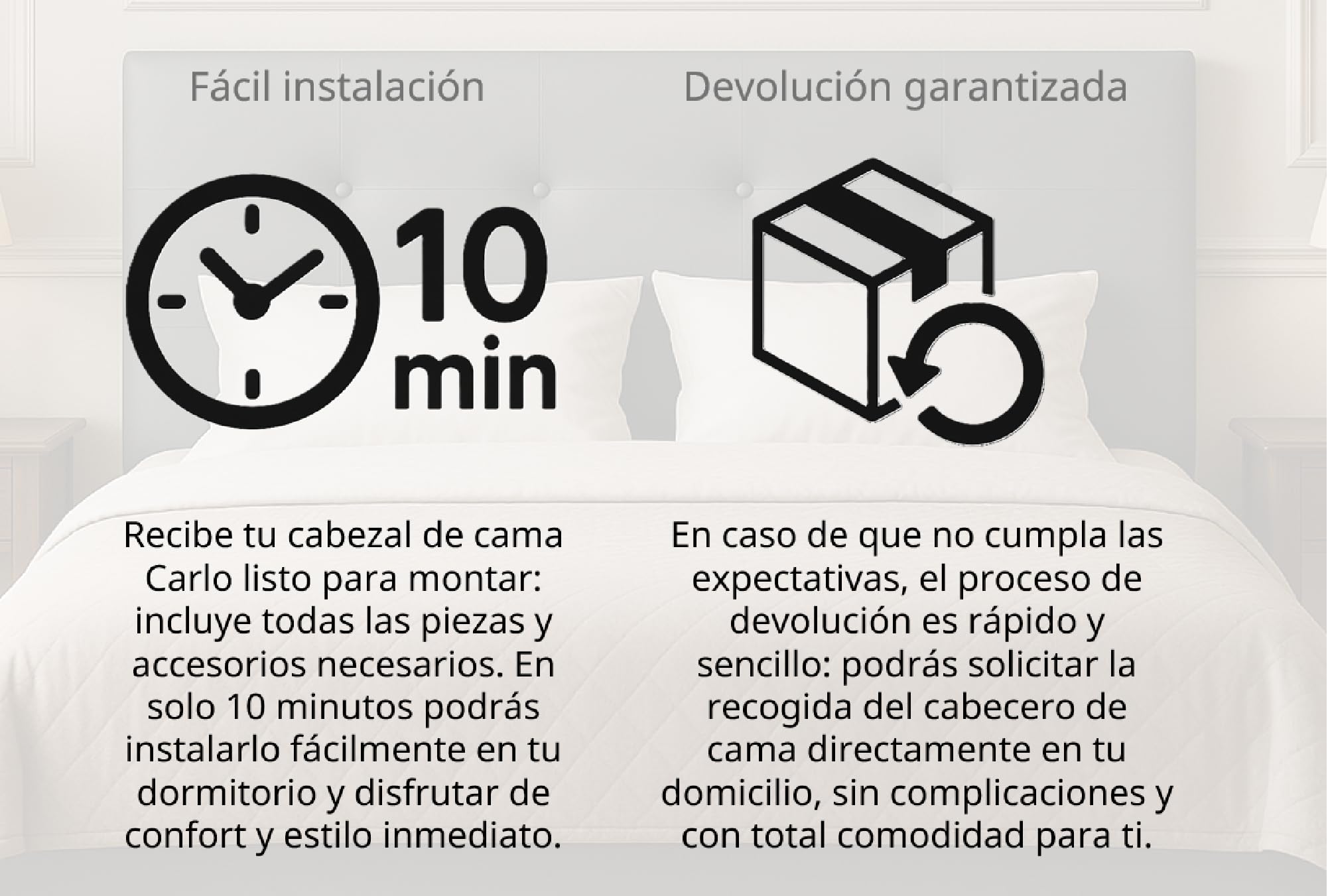 Silcar Home - Cabecero de Cama 135 Tejido Blanco Jep - Estructura de Madera, Tapizado en Polipiel Liso, Diseño Moderno, Fácil Instalación, Acolchado - Tela Blanco, 135 cm
