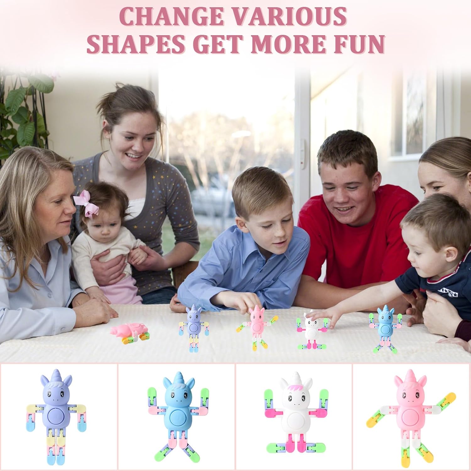 Robot Unicorn Fidget Spinners Toys Transformable Fingertip Gyro Chain Toy Deformable DIY Stress Relief Fidget Toy for Adults Kids Goodie Bag Birthday School Prizes Gift (Unicorn)