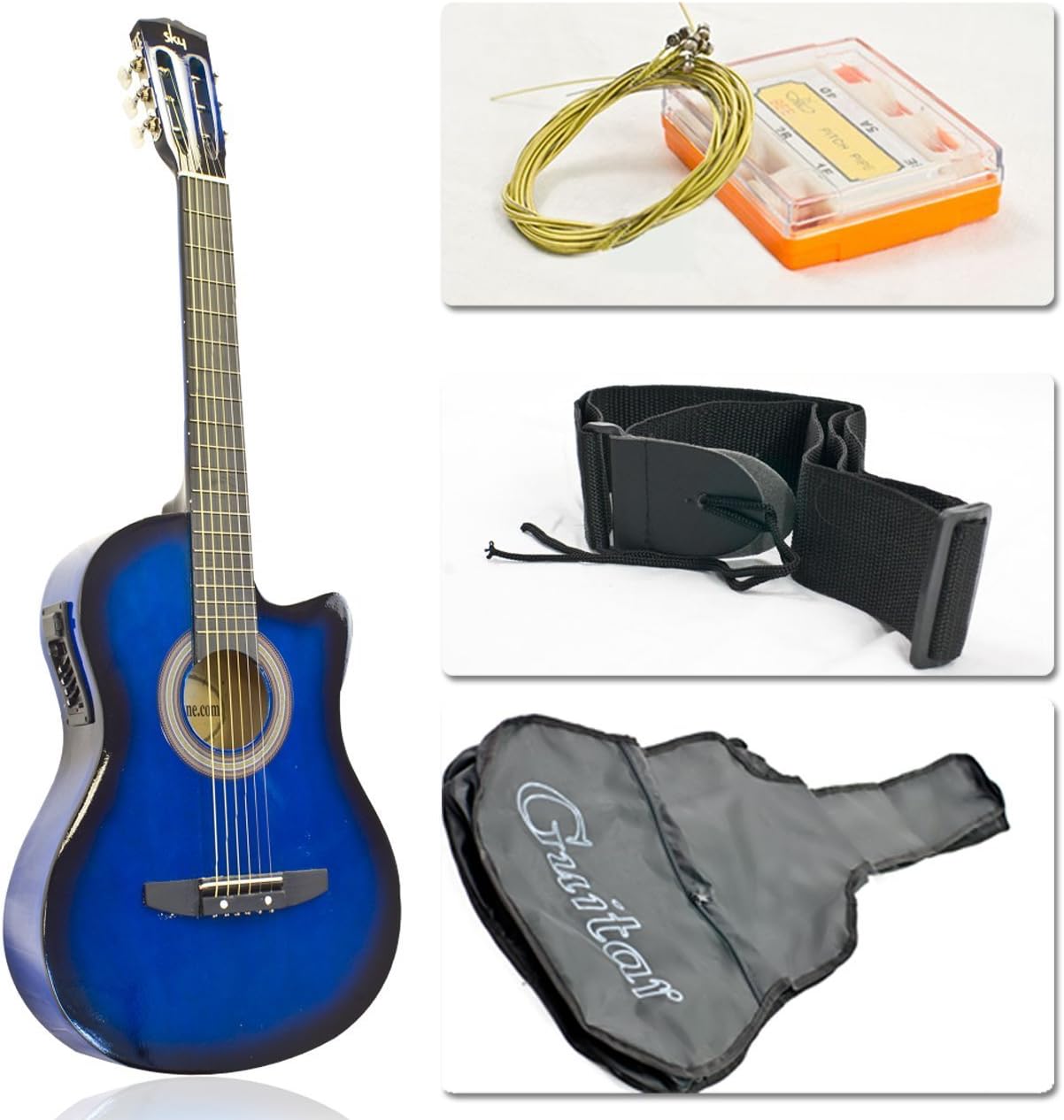 Amazon Blue Electric Acoustic Guitar Cutaway Style w/ Accessories
