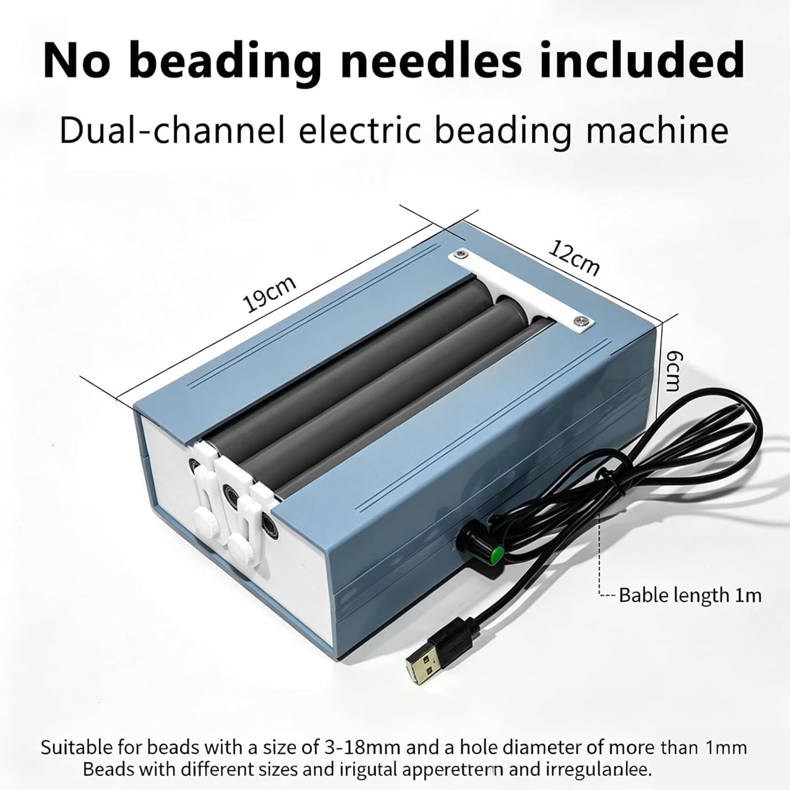Narzędzie do nawlekania koralików, elektryczna maszyna do dużych koralików, automatyczne wyrównanie igieł, pasuje do koralików 3-18 mm do majsterkowania, igły nie są dołączone