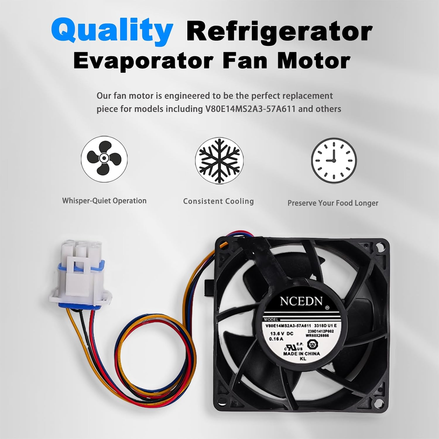 WR60X26866 Fridge Evaporator Fan-Motor fit for GE : V80E14MS2A3-57A611 Refrigerator Fan Motor WR60X10356 Upgraded 2026