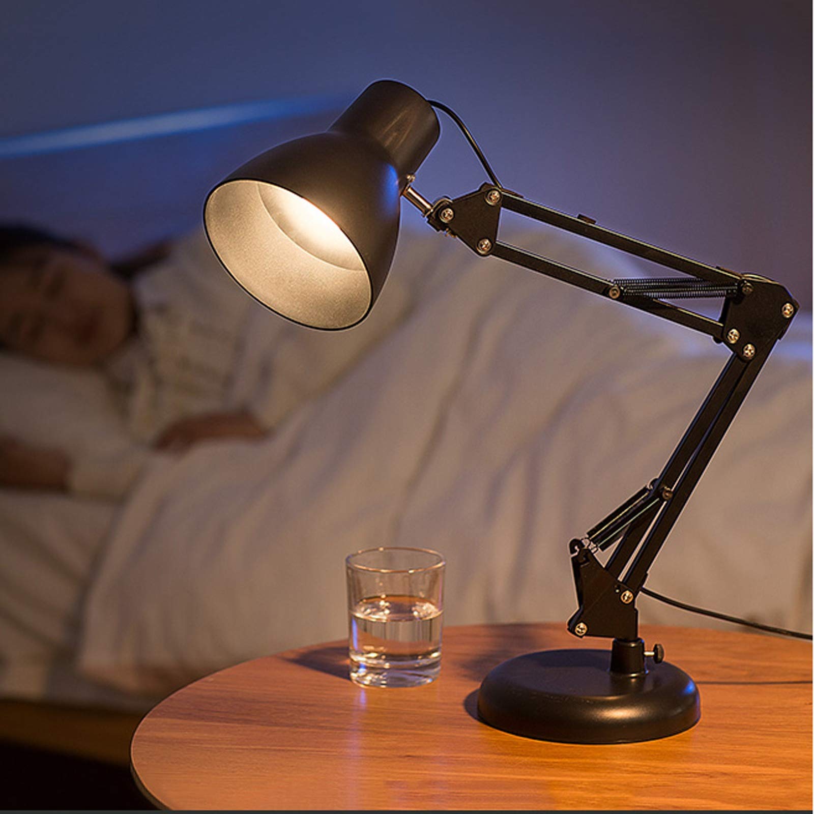 Lampara Escritorio Lámpara de Escritorio LED de Enchufe Lámpara de Oficina Regulable con Escala con 3 Modos de iluminación LED Luz de Lectura con Clip, Interruptor de botón Lampara Mesa