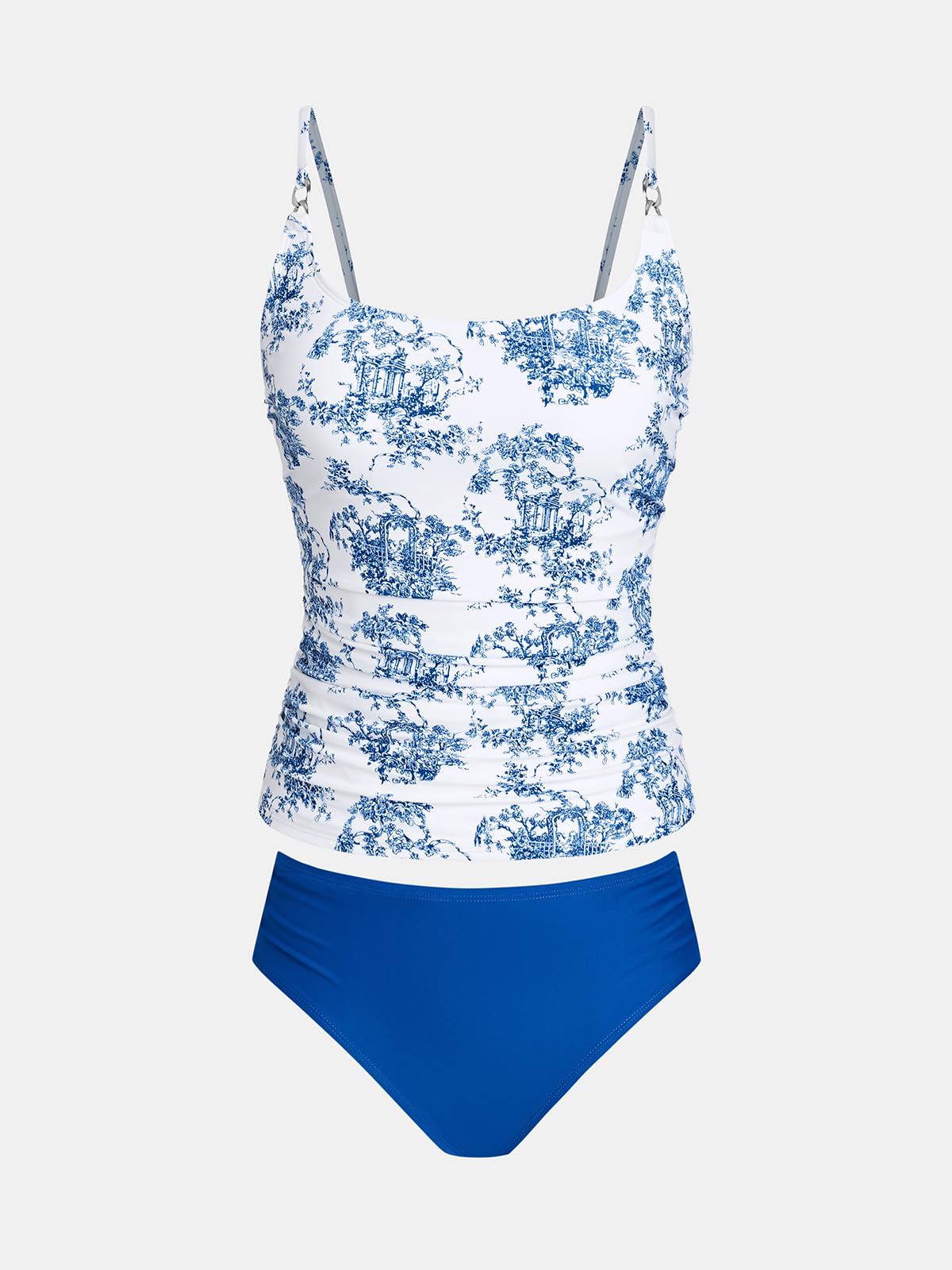 CUPSHE Ensemble tankini deux pièces pour femme - Col rond - Maillot de bain croisé à nouer soi-même - Taille mi-haute