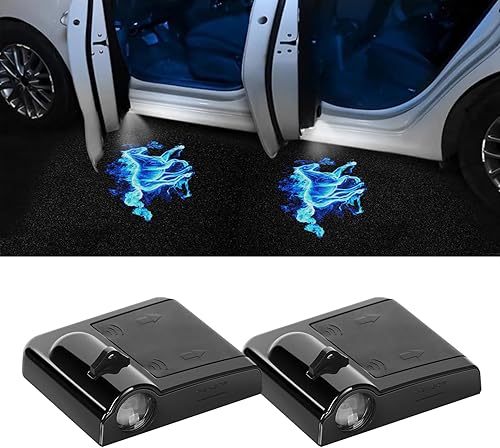 2PCS Luces Proyectoras para Puertas de Automóvil, Proyector de Logo LED para Puerta de Automóvil, Luz LED Inalámbrica de Cortesía, Luces de