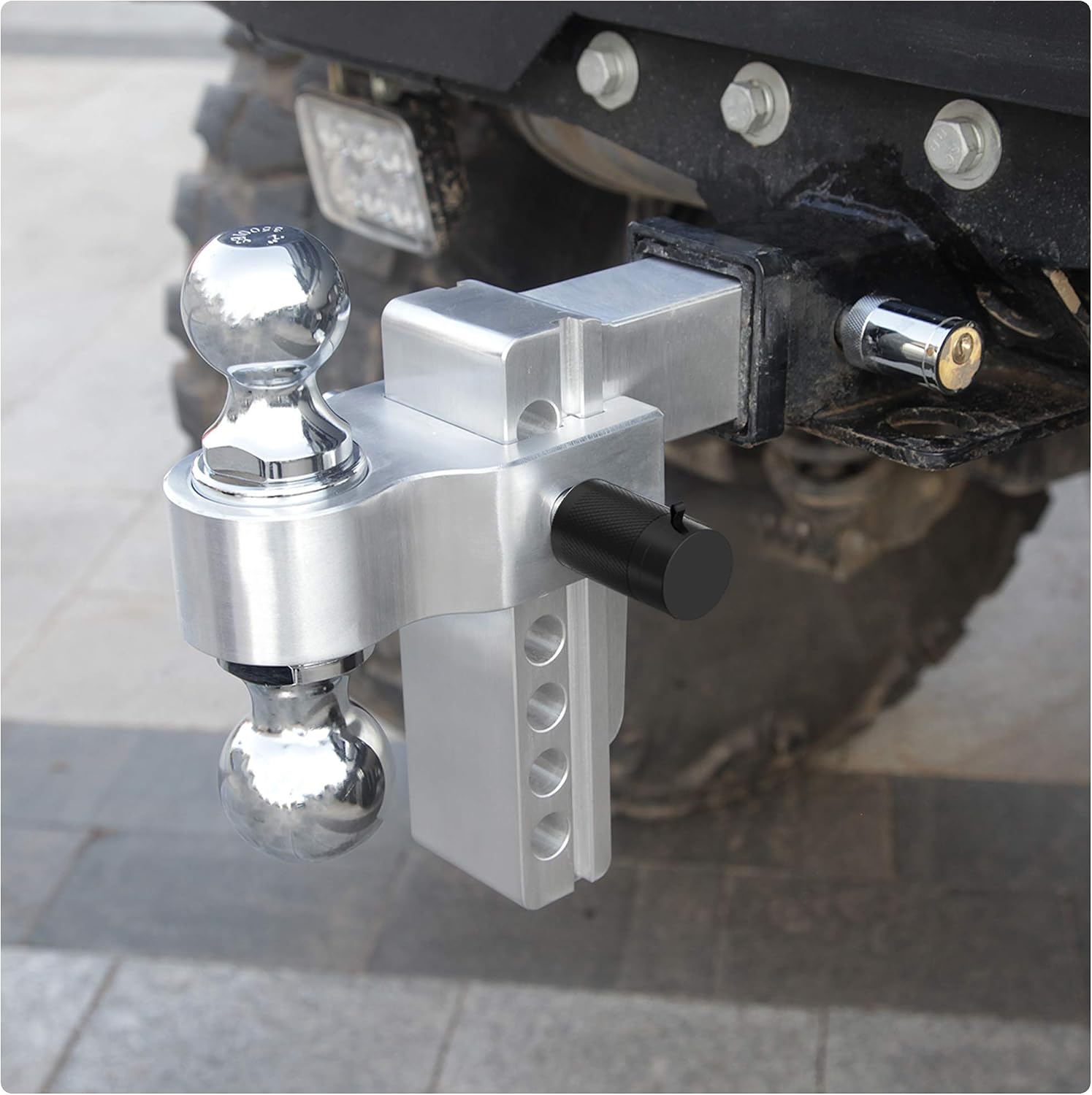 YITAMOTOR Adjustable Trailer Hitch Ball Mount, Fits 2.5-Inch Receiver, 6-Inch Drop/Rise, 2-Inch and 2-5/16-Inch Combo Stainless Steel Tow Balls with Double Pin Key Locks