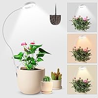 Vista 13 de Wolezek Luces de cultivo 2 en 1 para plantas de interior, luces de plantas de 3 colores con cuello de cisne 360, 48 LED de espectro completo, Negro