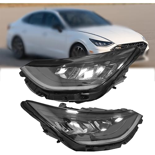 DNYSYSJ - Compatible with 2020-2022 HyundaiSonata LED Headlight Assemblies Left+Right Headlamps Headlights Replacement Black Housing Clear Lens (Left+Right)