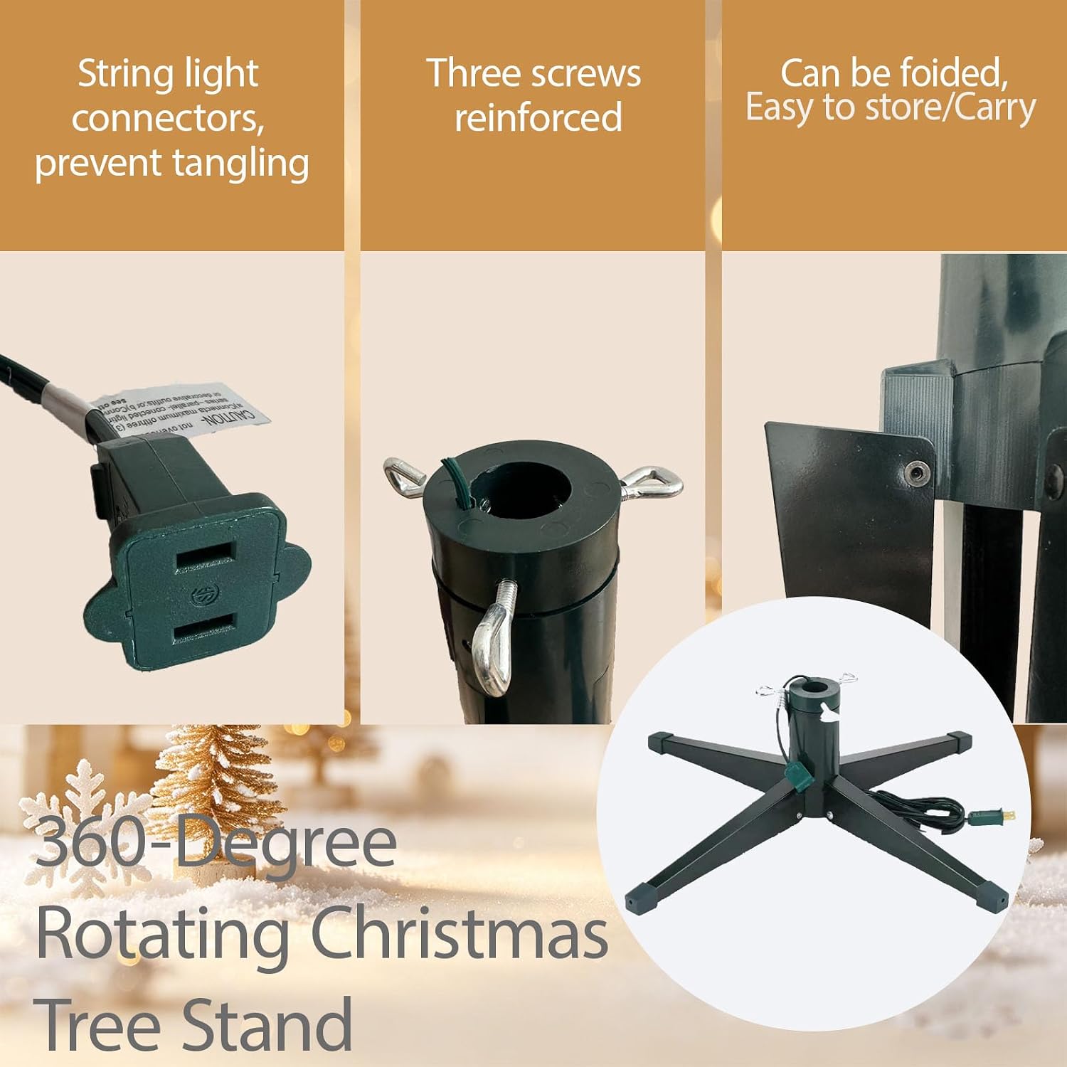 360-Degree Rotating Christmas Tree Stand for 8ft Artificial Tree