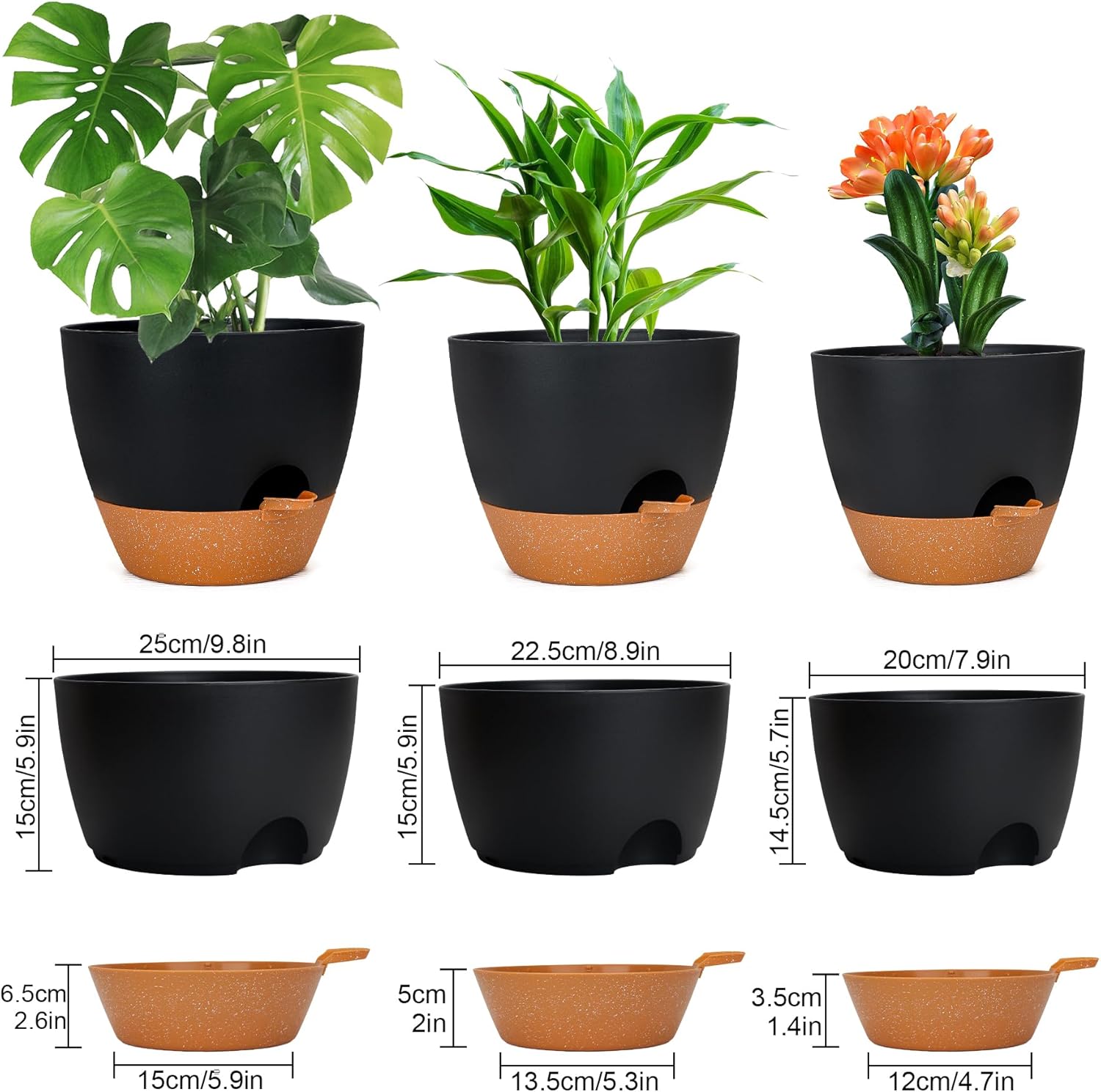 CSYY 10/9/8 Inch Plant Pots Set - Image 3