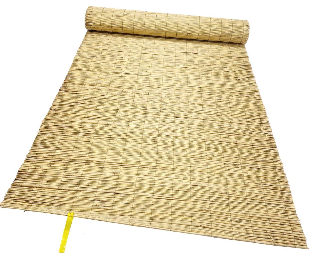bambus-discount.com Schilfmatte bambussi 180 x 500cm mit grünem Draht verwebt - Hohe Sichtschutz Schilfrohrmatte 1,8m x 5m Made in EU