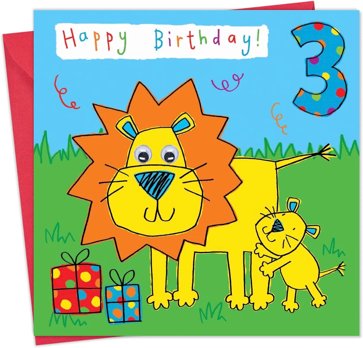 Amazon.com : Twizler 3rd Birthday Card Lion – Age 3 Birthday Card ...