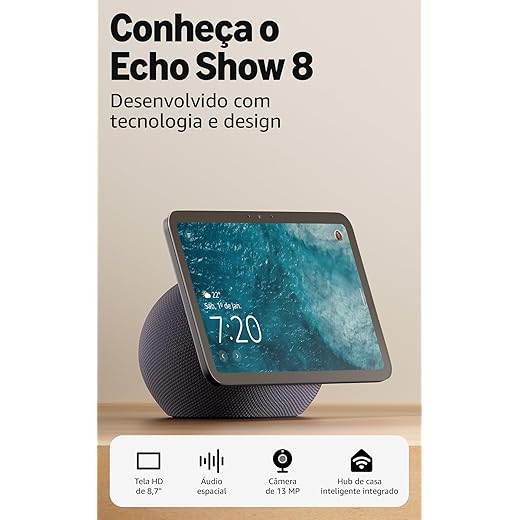 Amazon Echo Show 8 (Geração mais recente) - Com novo design, tela vibrante HD de 8,7", áudio espacial e Alexa, Cor Grafite