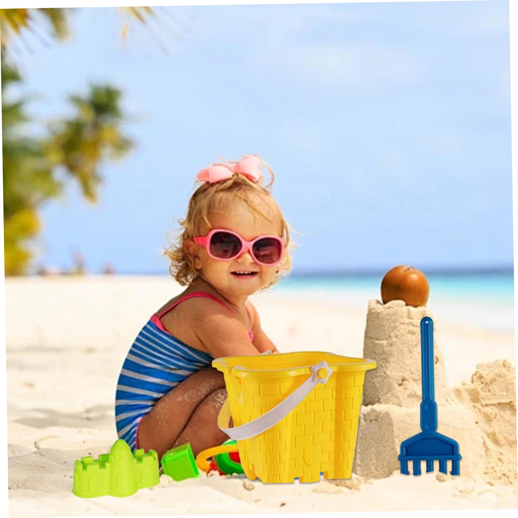 Sandburg-Bauset, Sandspielzeug für Mädchen und Jungen, inklusive Eimer, Schaufeln, Burgformen, tragbares Strandspielzeug