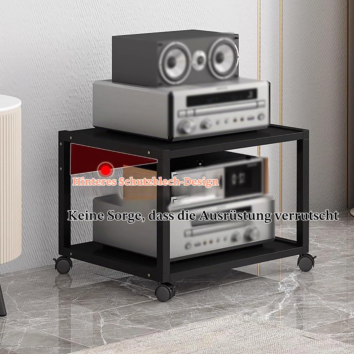 audio rack hifi regal Stereo-Audio-Medienschrank mit 5/6/7 Ebenen for Wohnzimmer, Büro, Heimkino, beweglicher Video-Rack-Turm, DVD-Plattenspielerständer, Lautsprecherverstärker, Spielkonsolen, Platten