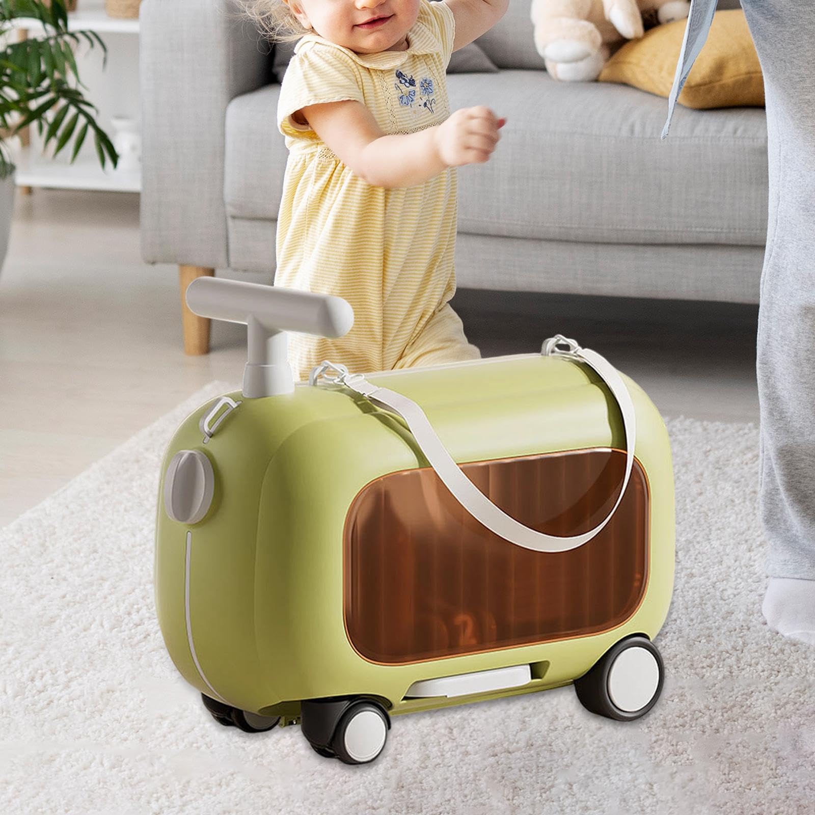 Valigia Da Viaggio Leggera per Bambini, Custodia Rigida per Bambini con Ruote a 4 Ruote E Materiale PP Portatile, Adatta per L'esterno, Verde