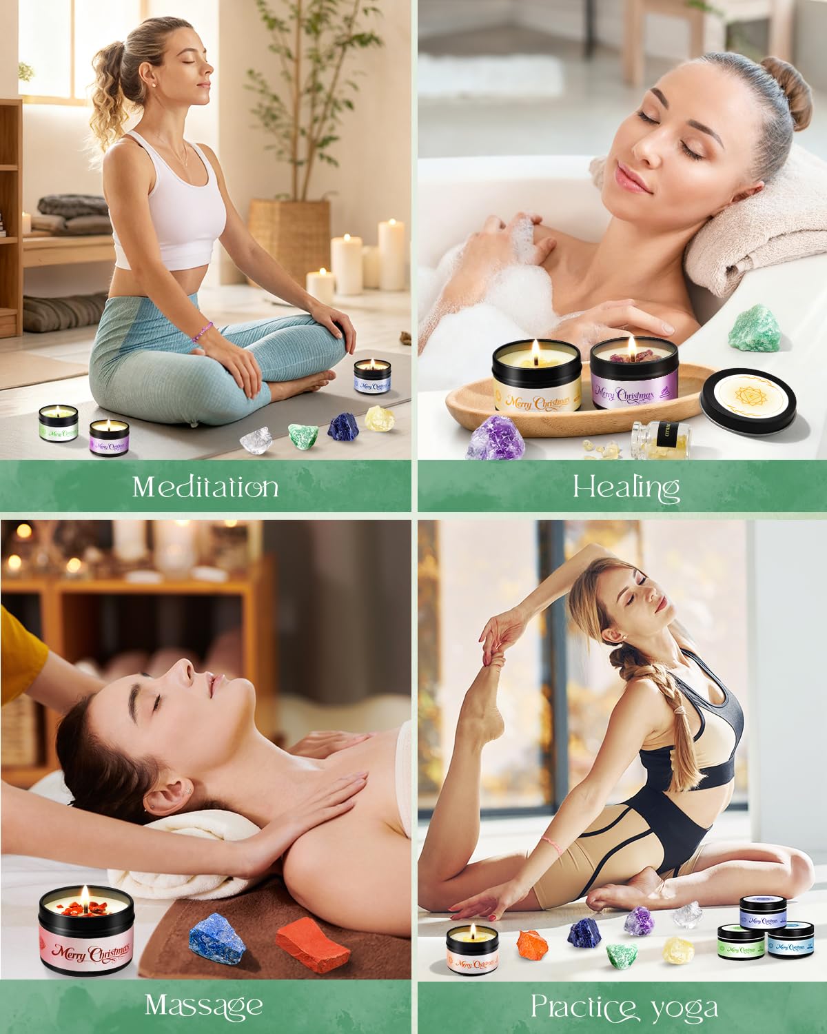 Calendario Adviento 2025 Velas Chakras con Cristal Piedras Curativas para Meditación Yoga Mujeres