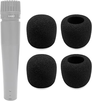 4-Pack Foam Windscreen Mic Cover Compatible with Shure SM57, Beta 57A, 545SD, 545 SD Series Mic,Pyle PylePro Dynamic Handheld Microphone, PDMIC78, WEYMIC WM57, High-Density Pop Filter