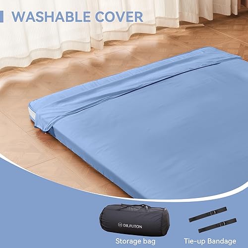 Miniatura 15 de Dr.Futon Colchón de futón japonés extra grueso plegable enrollable para invitados, tumbona y Tavel Beige,Negro,Azul,Grisoscuro,Rosa,Plateado,