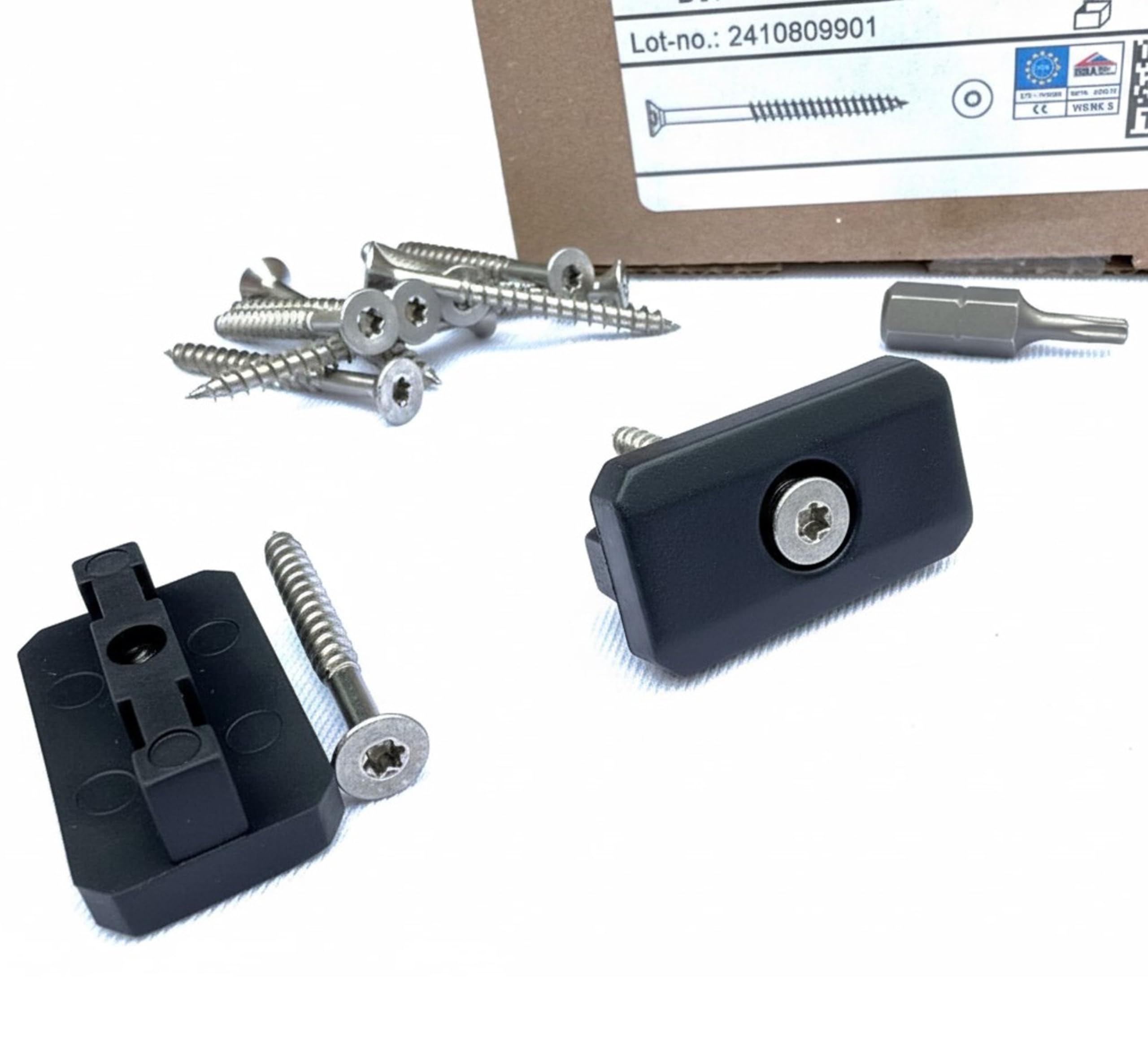 200 Stk. WPC Clips 5 mm Inkl. Schrauben + 40 Start - Endclips + 1 BIT, Befestigung Klammern Terrassendielen Montageclip Terrassenclips