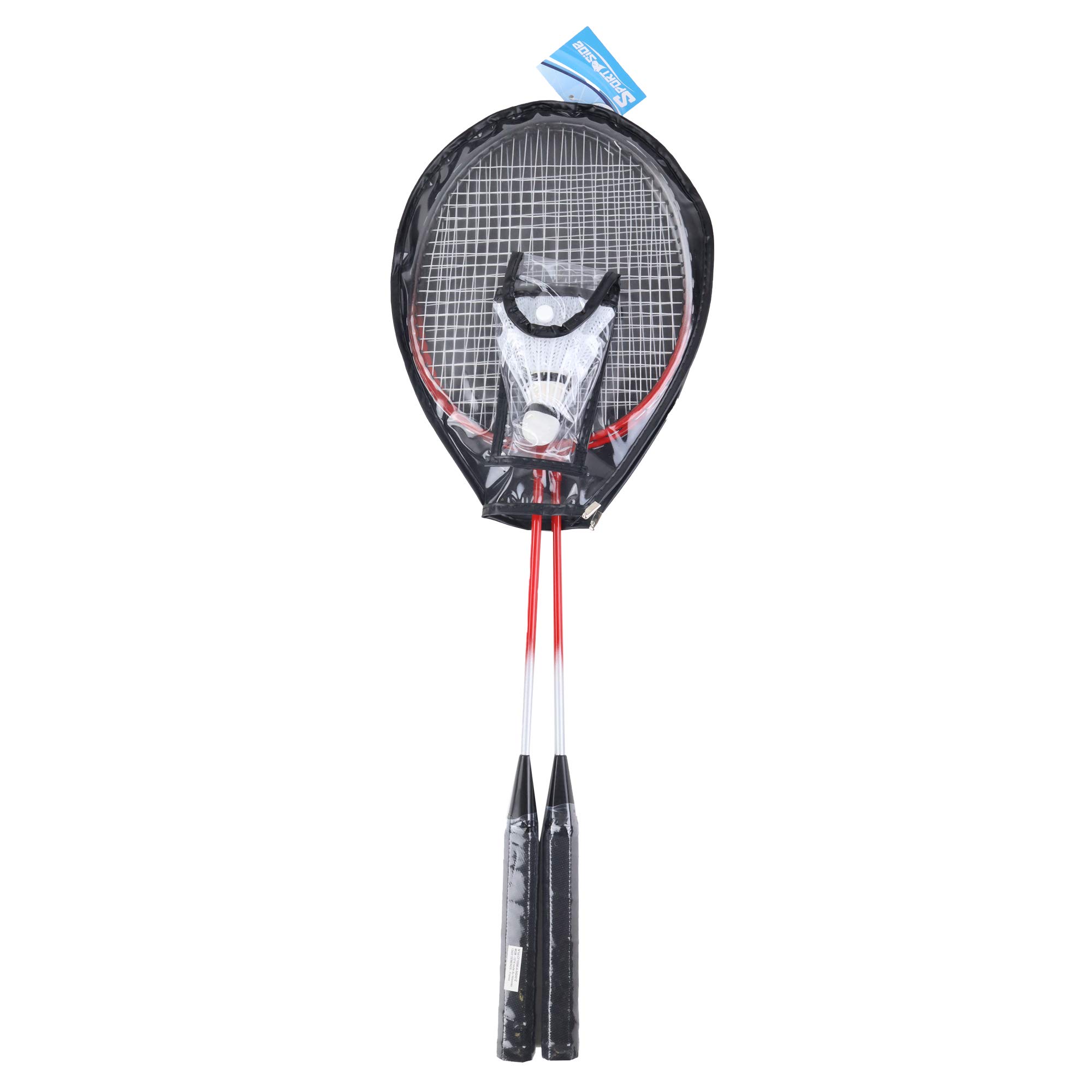 Set de Badminton 2 Raquetas y 2 Volantes - Juego de Raqueta - Nylon - 66 cm - Rojo