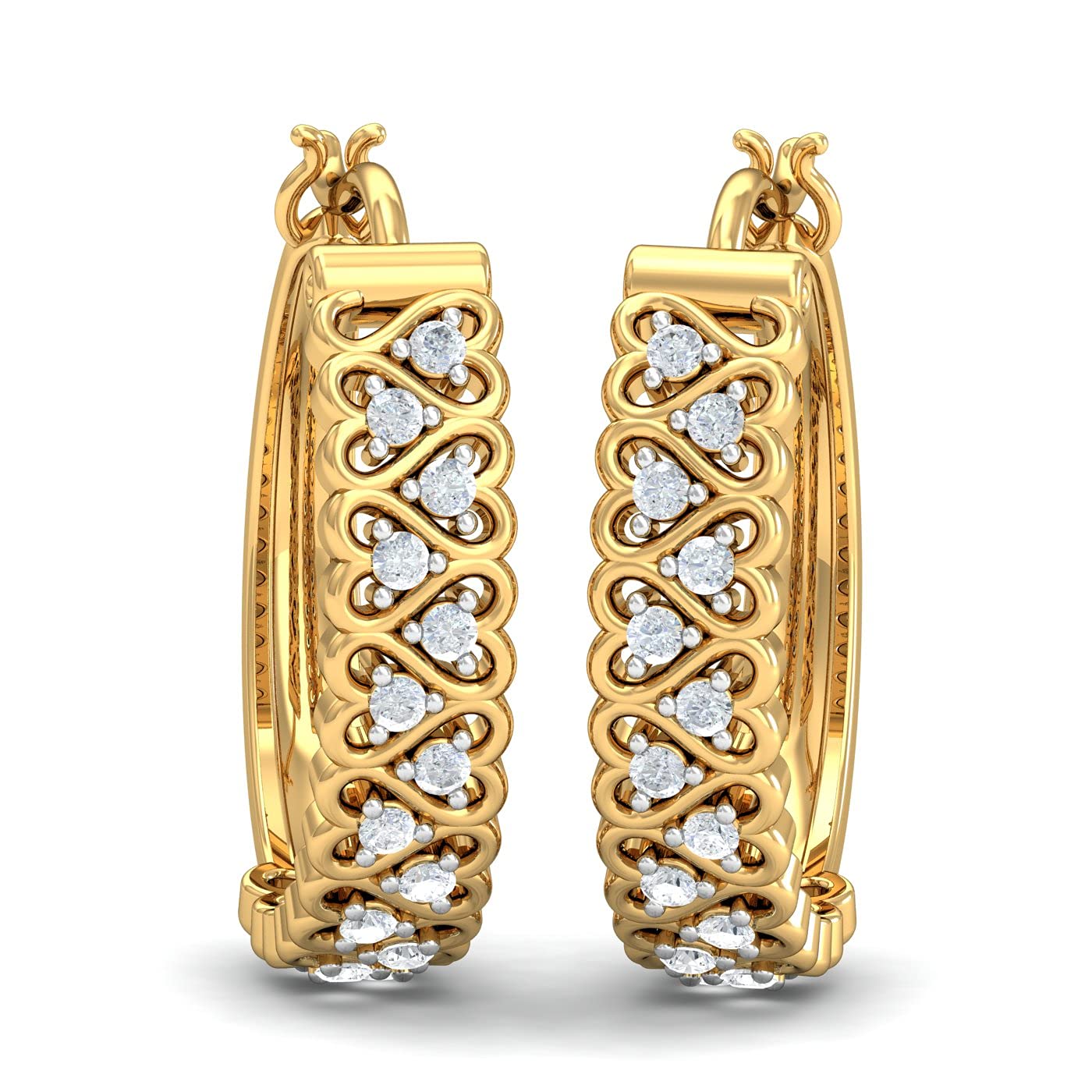 Kuberbox Elise 18 Kt. Yellow Gold, Diamond Hoop Earrings For Women (B06XRBKTGP) Amazon Price History, Amazon Price Tracker