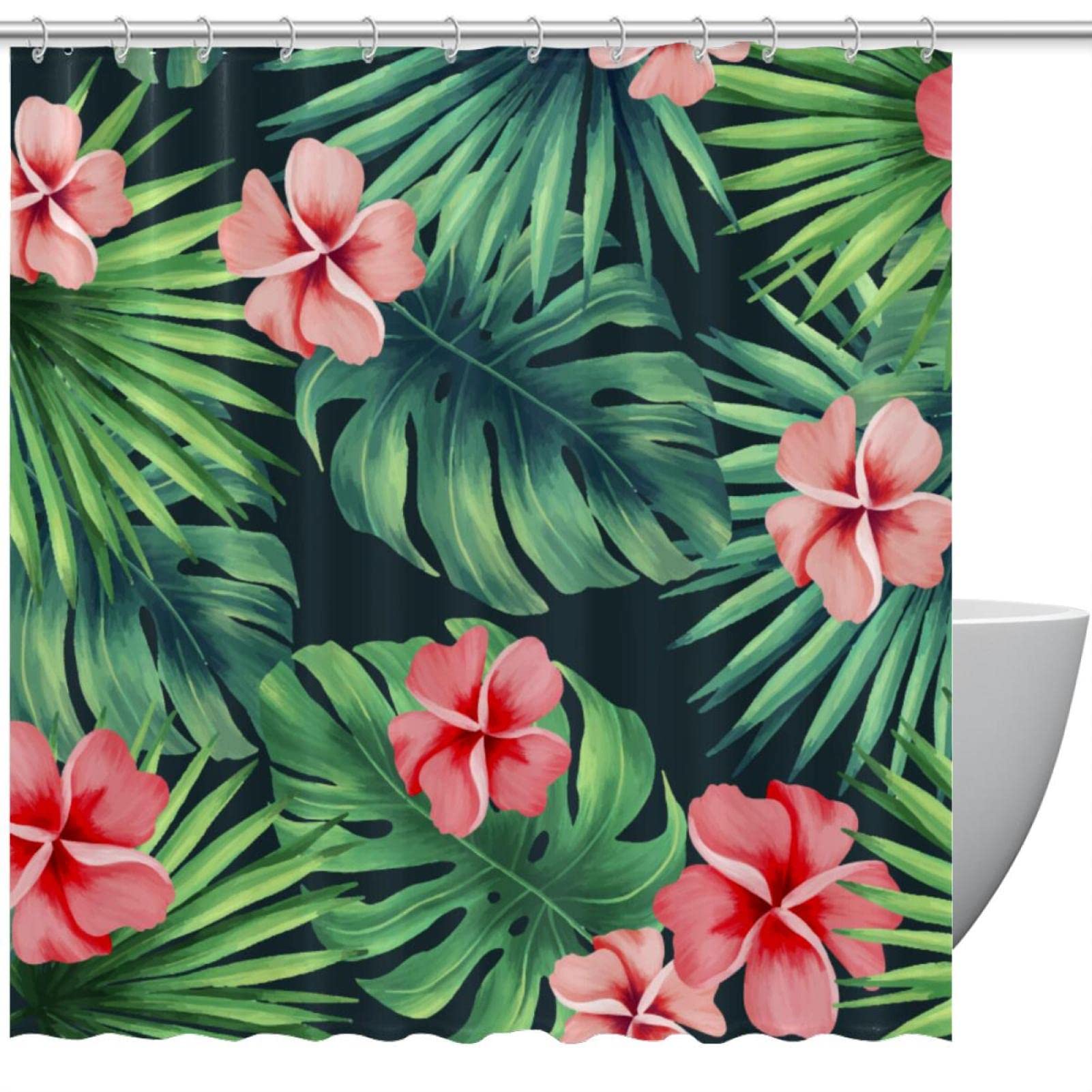 Rideau de douche vert tropical pour décorer la douche des enfants avec style