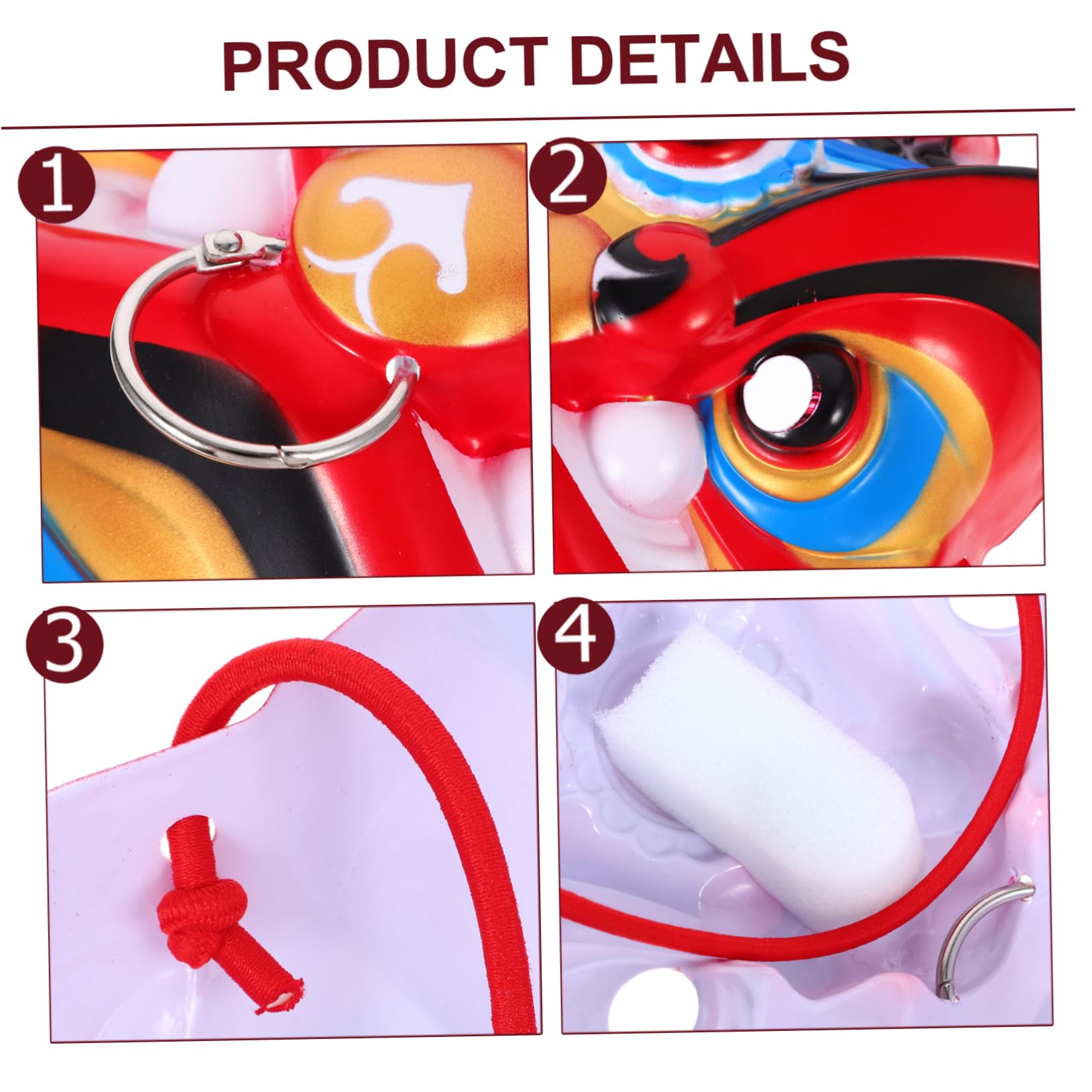 BESTonZON 5 Pièces Masque de Lion Chinois Traditionnel Masque de Danse Fait Main pour Performance Scénique Fête et Cosplay