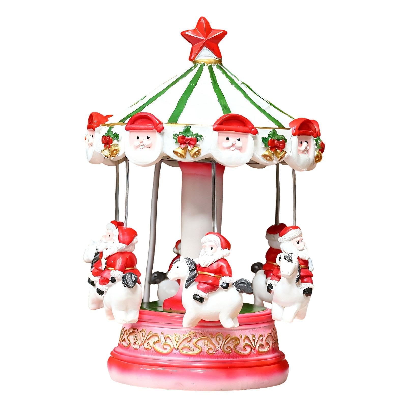Oshhni Carrusel navideño de Papá con Luces y Figuras de Papá, Adorno de Escritorio Coleccionable único para Armario, Entrada o Interior.
