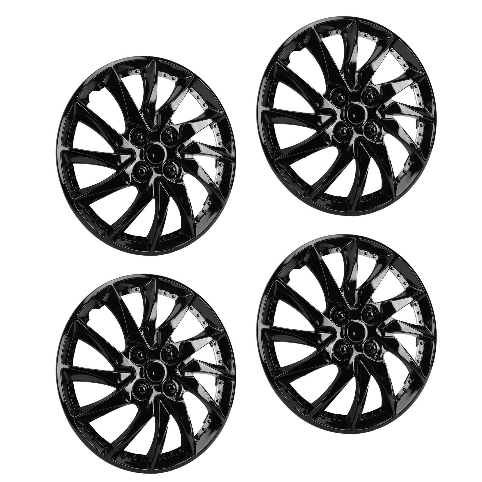 CHICIRIS Uniwersalne Kołpaki 15 Cali, Stylowe Kołpaki ABS do Samochodów Osobowych i SUV-ów, Ochrona Przed Brudem i Gruzem, Zestaw 4 Sztuk (BLACK)