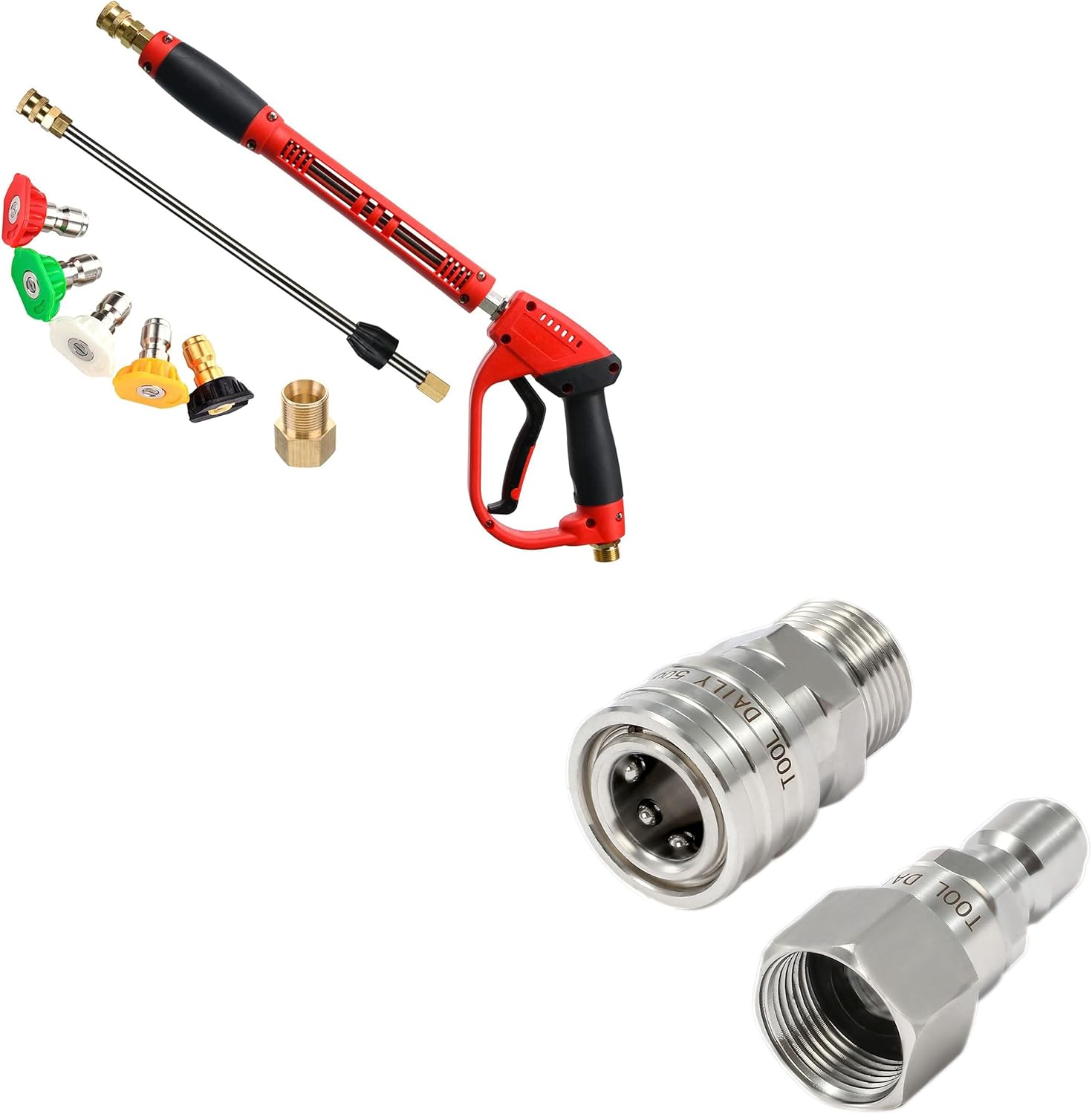 Tool Daily Deluxe Pressure Washer Gun, Pressure Washer Adapter Set with Swivel,