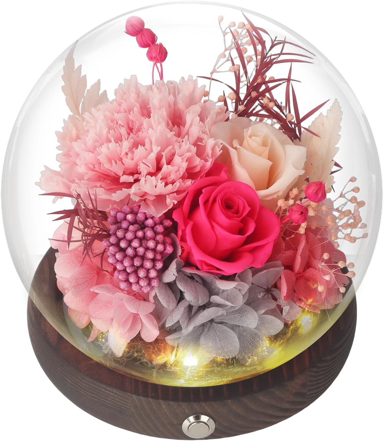 Valentines Day Gifts for Her, Forever Rose Birthday Gifts for Women, Preserved Flowers in Glass Dome, Eternal Flowers for Delivery Prime (Pink Rose)