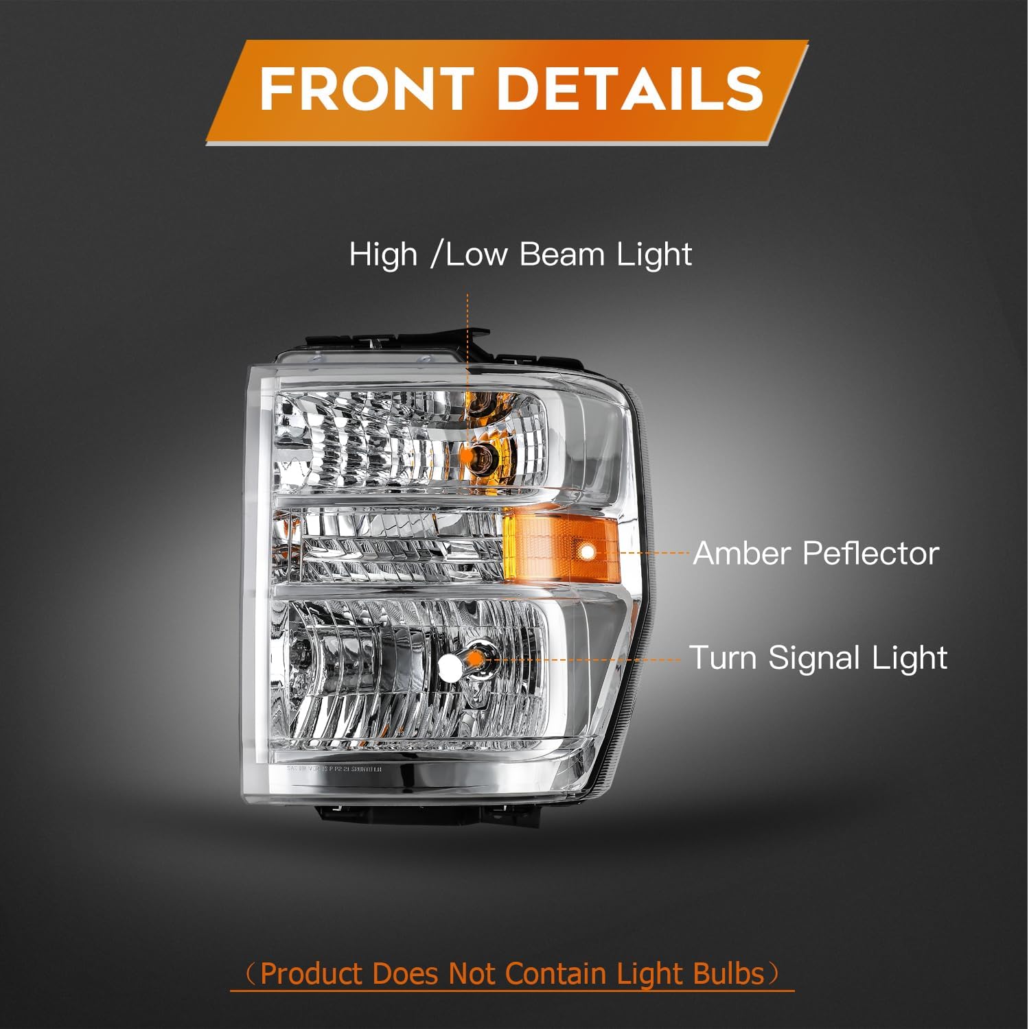 Headlight Assembly For Ford For E-150 2008-2014 For E-250 For Ford For E-350 Super Duty 2008-2019 2021 Chrome Housing Clear Lens Driver Side Headlamp