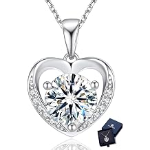 MomentWish 2 Carat Moissanite Heart Pendant Necklace for Women 925 Sterling Silver Jewelry Gifts
