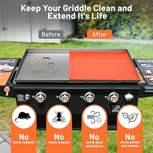 Miniatura 4 de Keten Tapete para parrilla Blackstone, cubierta protectora de 36 pulgadas, resistente y reutilizable para todas las estaciones, protege la plancha