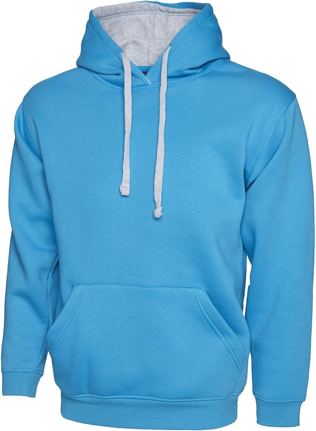 Uneek Clothing Men’s Plain Contrast Hooded Sweatshirt Top X-Small Sapphire/Heather Grey