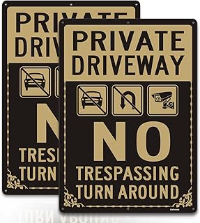 Ashoaza Private Driveway Sign, Aluminum Private Drive No Trespassing Sign, Private Road Do Not Enter Sign Reflective, UV Protected and Weatherproof, Easy to Mount, 14' x 10'(2 Pack)